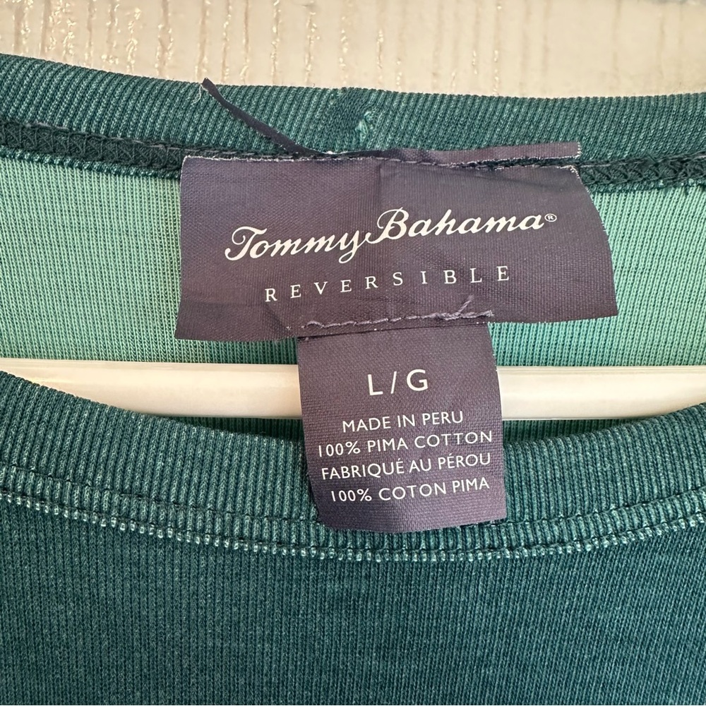 Tommy Bahama Men’s Large 100% Pima Cotton Reversible Long Sleeve Crewneck Shirt - Picture 4 of 4